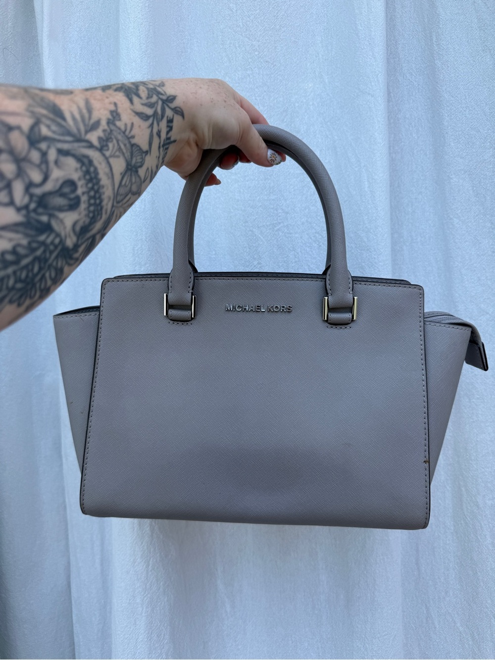 Michael Kors Taupe Saffiano Leather Satchel
